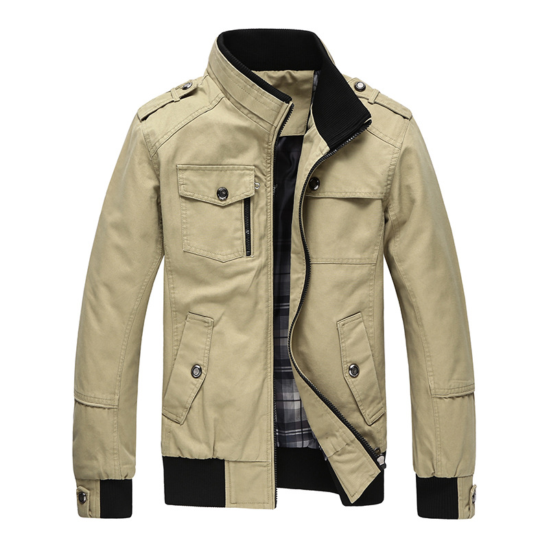 Nueva chaqueta de los Hombres estilo coreano casual todo partido moda de mediana edad collar de pie primavera y otoño chaqueta de los hombres top