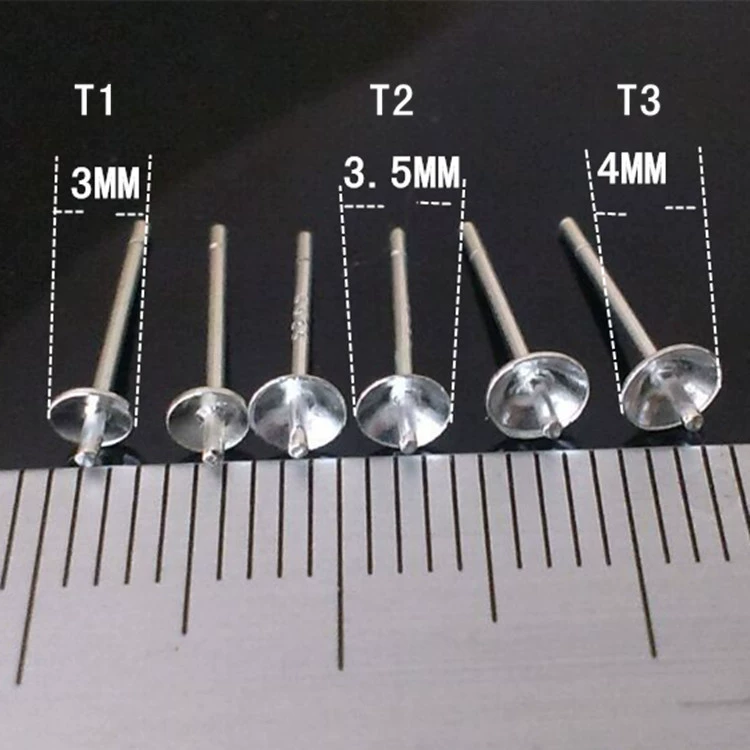 True S925 Tremella, Bowl Needle Silver Accessories Make Pearl Earrings DIY Tremella Tremella Jewelry accessories