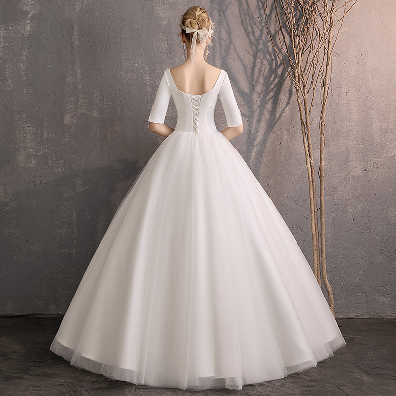 2024 nuevo estilo francés pequeño vestido de novia simple elegante adelgazamiento vestido de novia compromiso frío temperamento satén vestido de novia