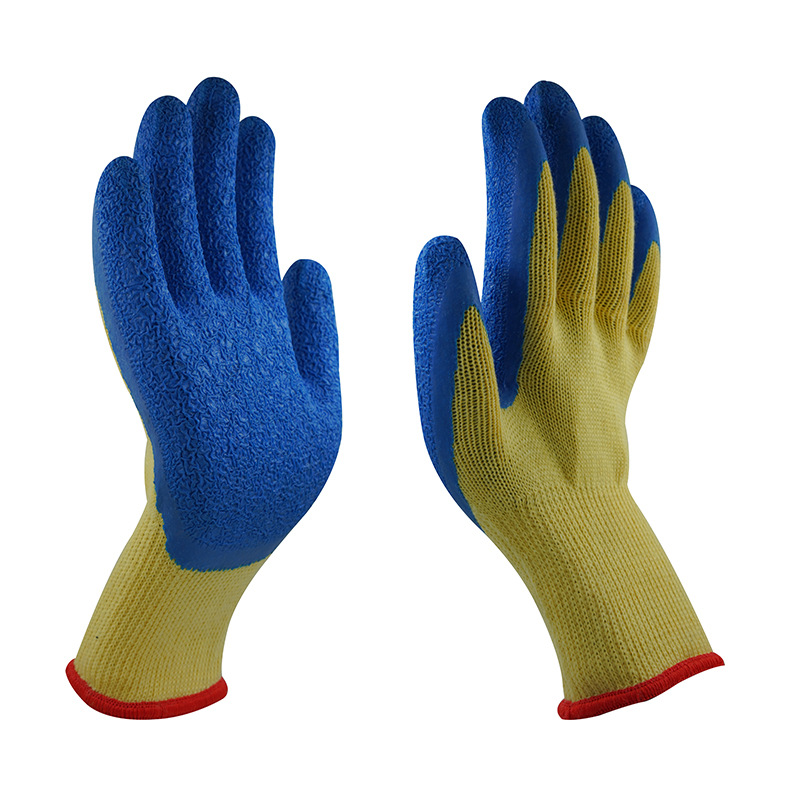 21支纱乳胶皱纹浸胶手套劳保防护防滑耐磨花园手套