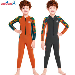 DIVE&SAIL children's wetsuit 2.5MM boys' swimsuit one-piece long-sleeved warm snorkeling surfing winter wetsuit