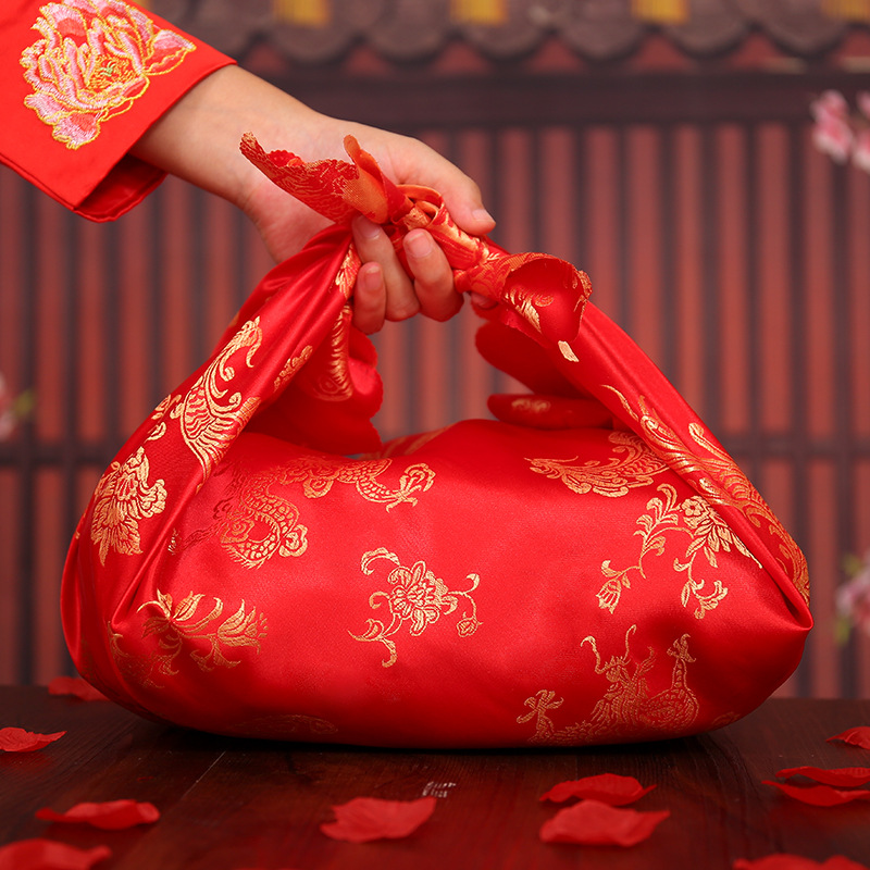 Envoltura de boda de cuero suministros de la boda de la cuenca envoltura de tela jacquard rojo tela novia dote