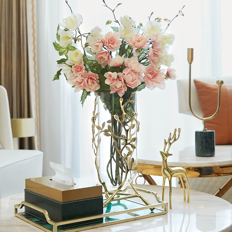 Glass Vase European light-luxury, transparent hydroponic decorative vase, dwarf & high sizes
