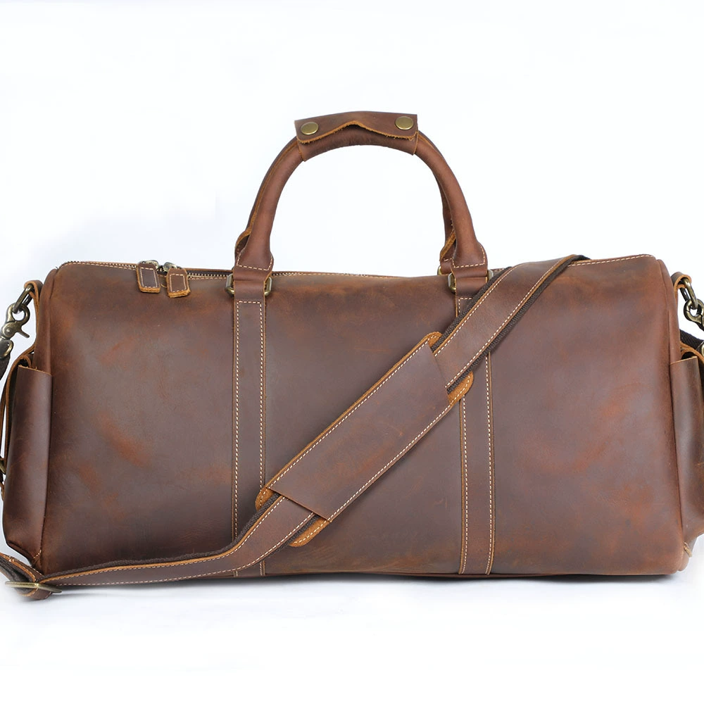 思沃可 Classic leather capacious retro travel bag, cowhide, genuine leather