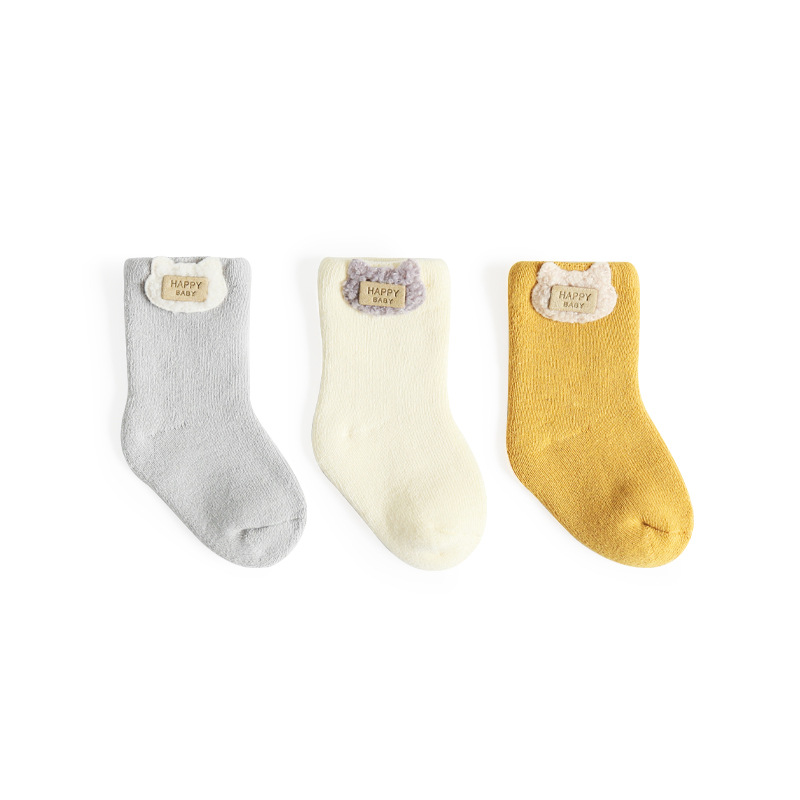 20 nuevos calcetines para bebés Otoño e Invierno Terry accesorios de dibujos animados engrosados calcetines para bebés boca suelta lindos calcetines de algodón recién nacidos