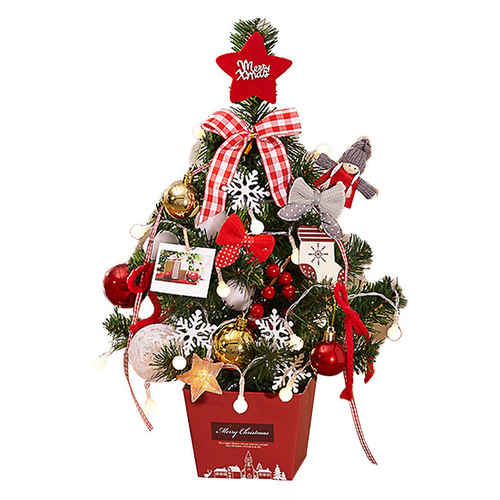Christmas mini small Christmas tree ornaments with lights 50cm desktop Christmas tree golden red set Christmas tree