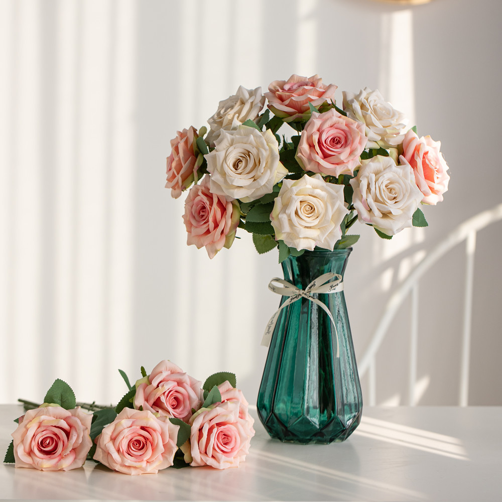 Nordic ins simulato rosa singolo fiore di seta fiore artificiale decorazione matrimonio bouquet regalo di San Valentino fiore simulato_voghion.com