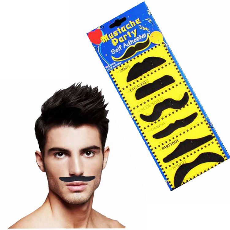 Suministro de barba falsa de Pascua fibra negra 6ps tarjeta fiesta carnaval auto-pegar barba falsa graciosa barba extraña