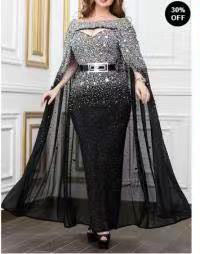 Vestido ajustado sexy con degradado europeo y americano 2025, vestido ajustado sexy con degradado y detalles dorados europeo y americano