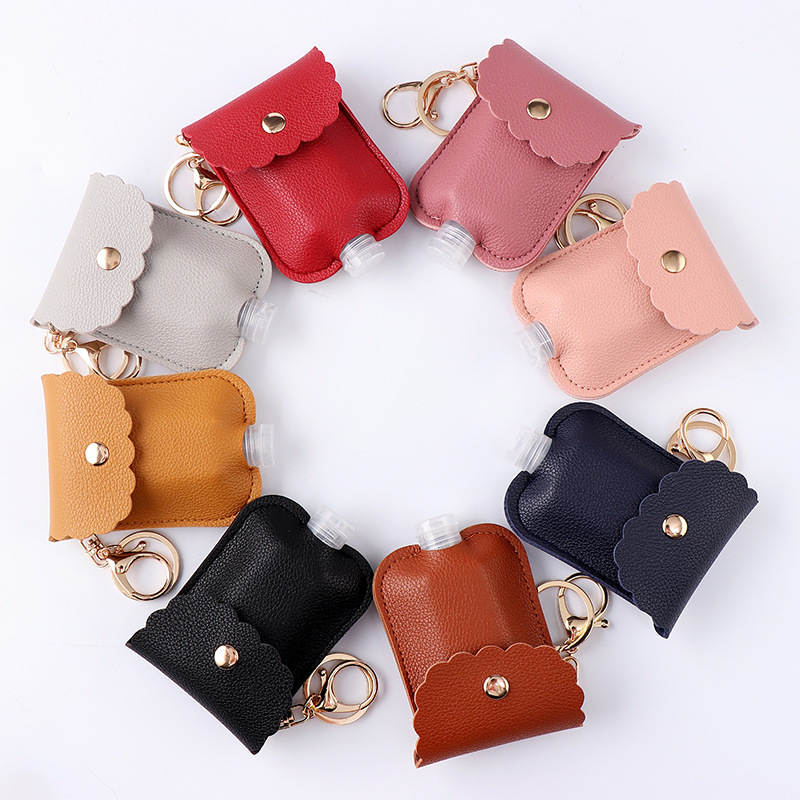 Cross-Border Anti-Leather Pu Portable Hand Sanitizer Bottle Sub-Bottle Leather Case Perfume Bottle Keychain Small Bag Pendant