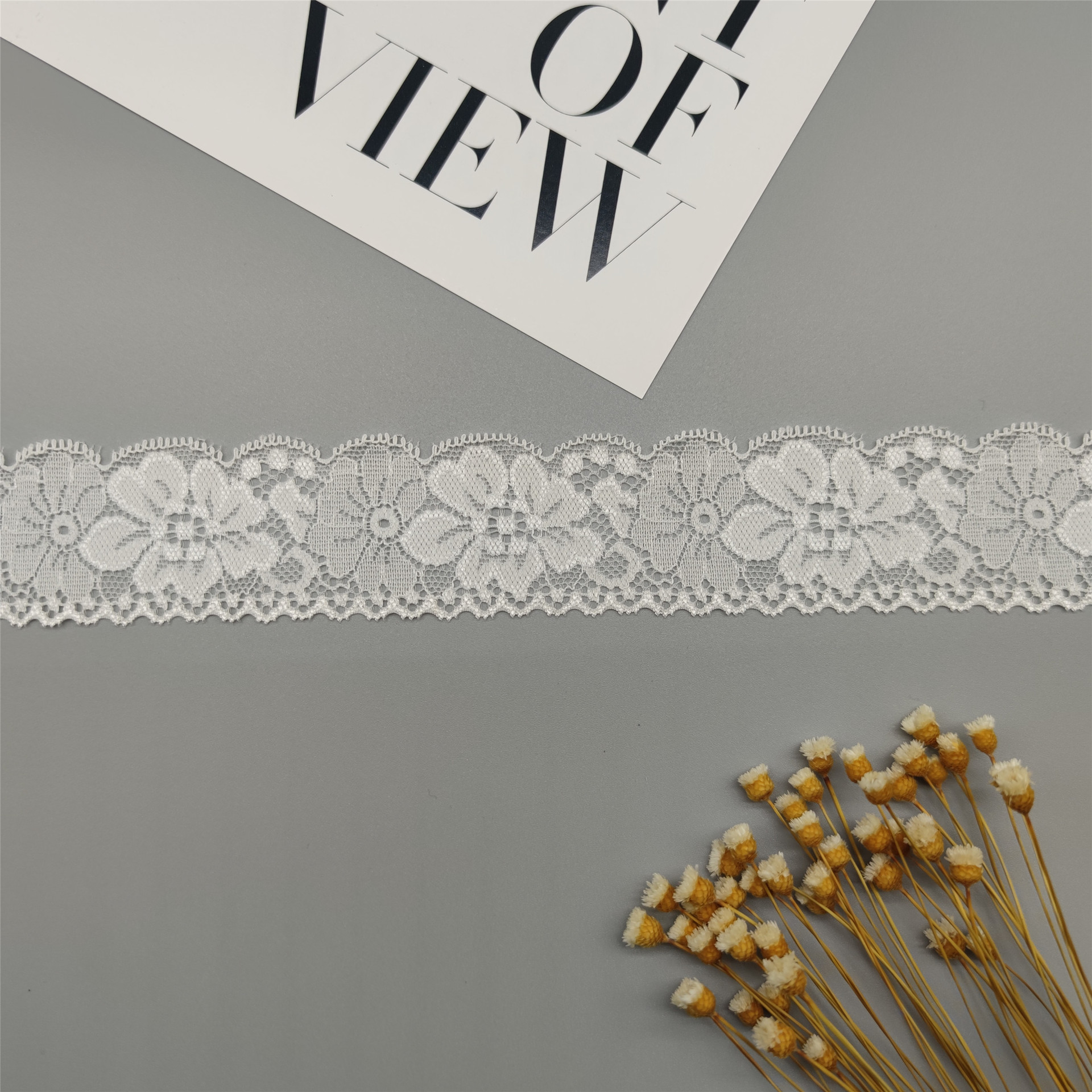 厂家直供 4cm蕾丝弹力花边辅料 裙摆童装婚纱装饰 服装辅料花边