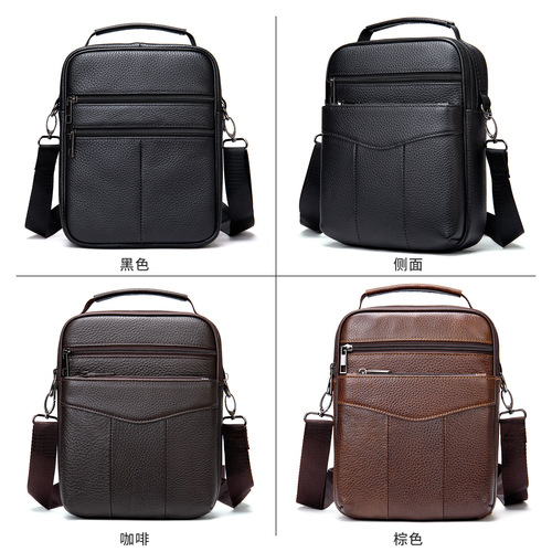 Business genuine leather men's shoulder bag, first-layer cowhide retro handbag, ipad vertical crossbody bag, factory direct sale