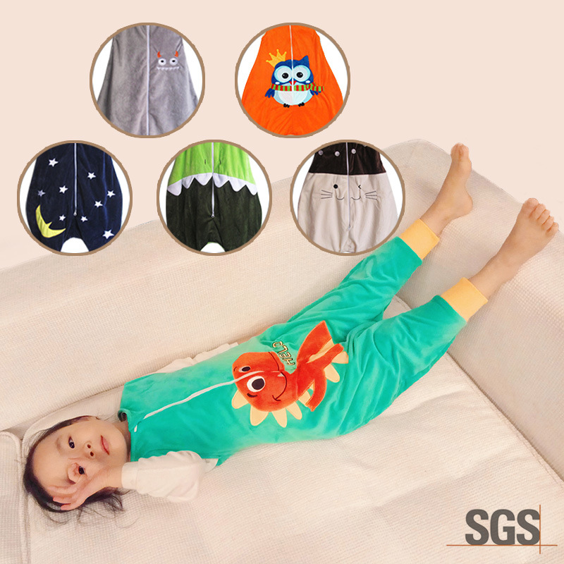 SGS婴儿睡袋无袖背心法兰绒分腿睡袋防踢保暖 sleeping bag跨境