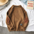 2025 Autumn/Winter Hong Kong Style Sweater for Men, Korean Version Trendy Personality Knitwear, Plus Size Loose Round Neck Sweater