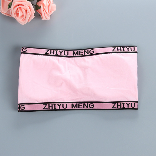 Tube top pure cotton girl's development period letter strapless junior high school students 9-16 years old vest underwear wrap chest sports bra
