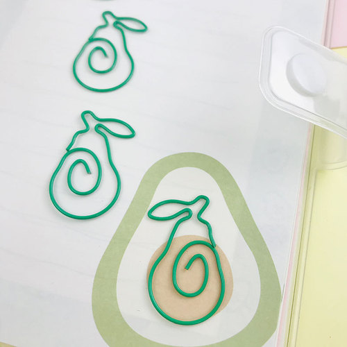 Ins style cute avocado paper clip creative student office bookmark holder shape paper clip metal paper clip