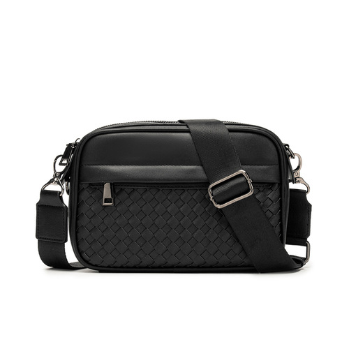New men's bag: stylish casual small backpack for young men, trendy woven crossbody bag