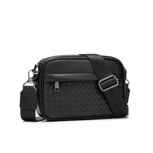 New men's bag: stylish casual small backpack for young men, trendy woven crossbody bag