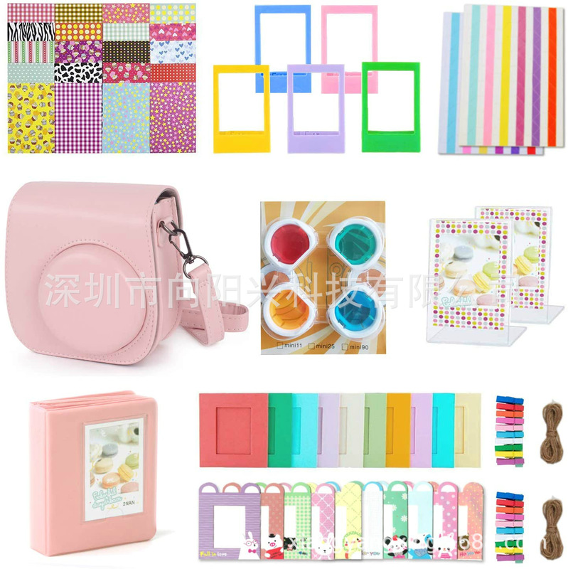 clapper instax mini 12/11 accessories set camera bag photo album filter sticker shoulder strap 12 in 1