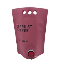 出口啞面紅酒果汁雙插底袋 廣東廠家生產1-5L咖啡熱飲避光吸嘴袋