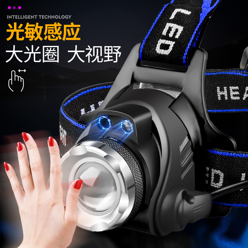 Lámpara de escorpión de doble fuente de luz transfronteriza multifunción luz fuerte zoom telescópico de largo alcance lámpara de pesca montañismo al aire libre faro