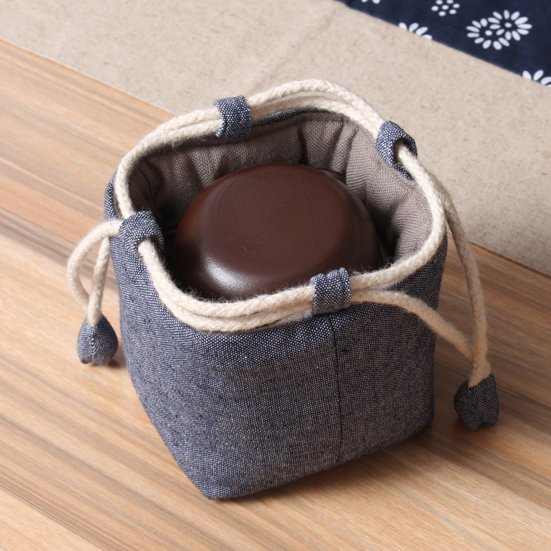 茶叶罐快客杯收纳袋水洗棉布袋麻布单杯束口袋logo可定布艺