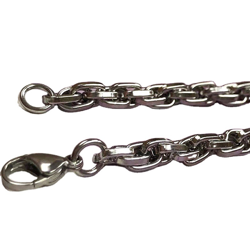 Personalised Twisted Rope Chain Necklace For Men Titanium Steel_voghion.com