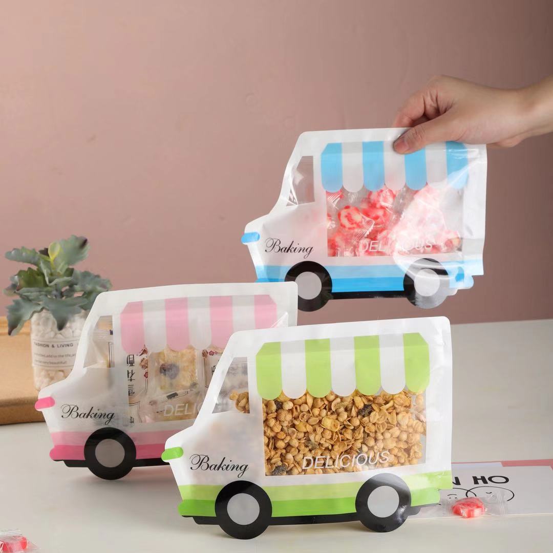 可爱卡通车异形袋 ins烘焙曲奇饼干甜点牛轧糖果自封自立包装袋