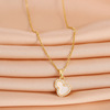 Necklace stainless steel, swan, chain for key bag , accessory, does not fade, simple and elegant design, four-leaf clover, 18 carat, internet celebrity