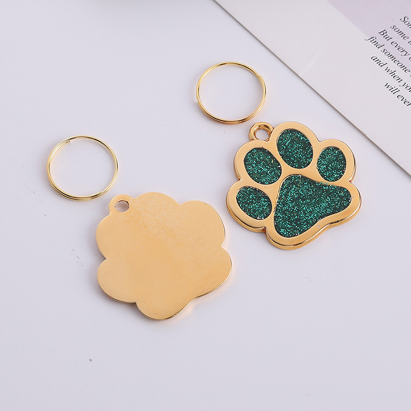 Europeo y americano transfronterizo Palma impresión metal goteo llavero adornos PET etiqueta grabado anti-perdido placa de identificación en stock