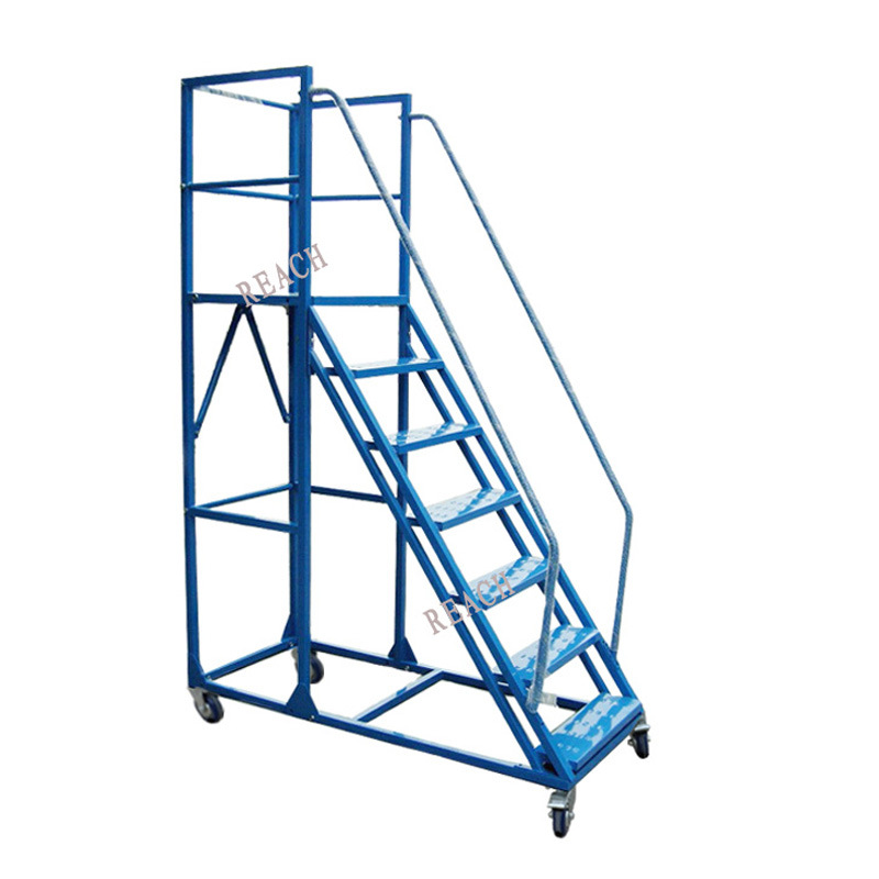 登高梯仓库登高梯1-4米移动平台取货梯安全防护梯仓库移动登高车