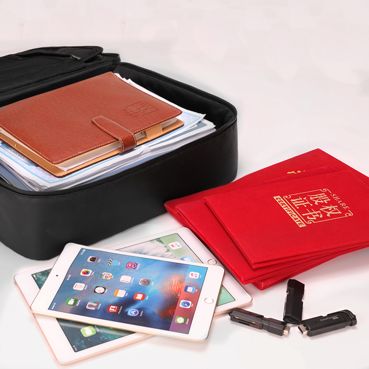 Anti-fuego transfronterizo e-commerce impermeable protección de seguridad certificado bolsa de almacenamiento multifuncional Almacenamiento y organización bolsa de archivo a prueba de fuego