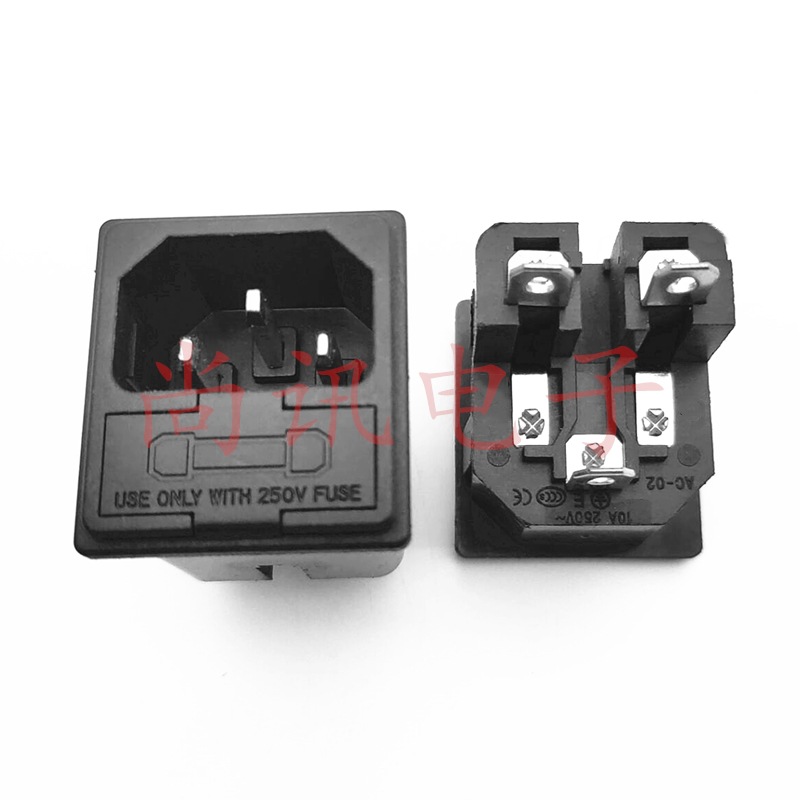 IEC器具插座 AC品字电源插座AC-02二合一双保险卡式 医疗设备插座