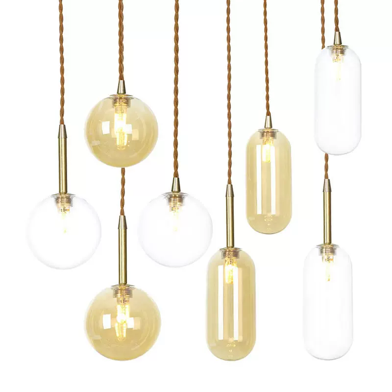 北欧现代简约卧室客厅酒店餐厅楼道商场服装店创意单头纯铜吊灯