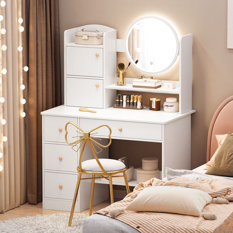 Tocador dormitorio pequeño moderno simple armario de almacenamiento integrado pequeño apartamento en línea celebridad ins estilo maquillaje Mesa tocador