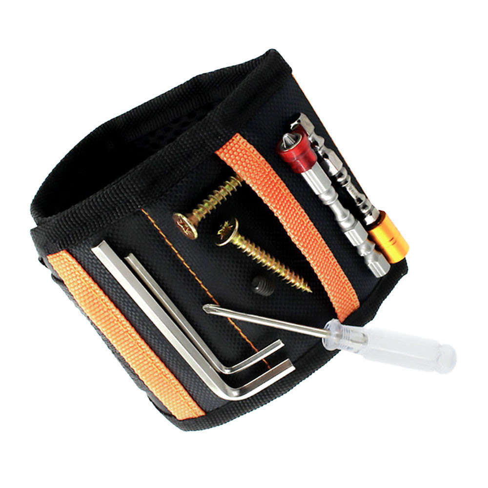 Venta caliente de la fábrica de bolsillo pulsera magnética herramienta de almacenamiento tornillo adsorción recogida electricista velcro correa para la muñeca