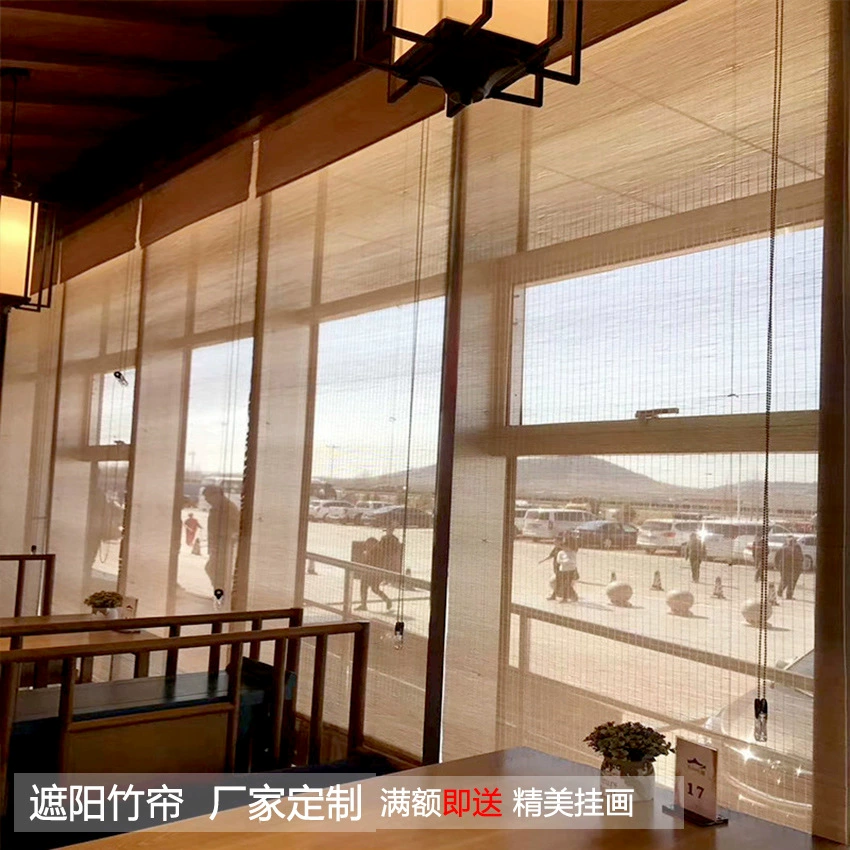 Оптовая продажа с фабрики: бамбуковые рулонные шторы-жалюзи в китайском стиле, дышащие, с защитой от комаров, в стиле Дзен, для гостевых домов, отелей, чайных, с ручным управлением.