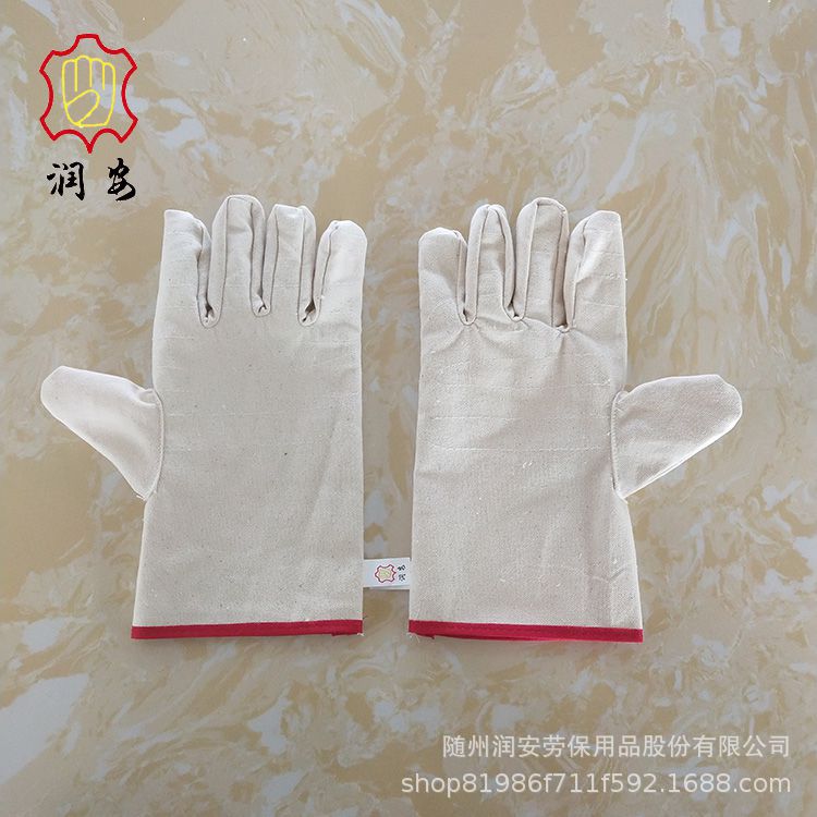 纯棉全棉新料2x2双层中长帆布手套杜绝开线开线包换