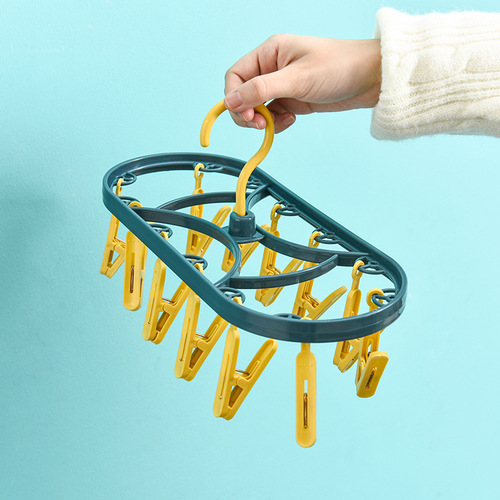 2890 plastic drying rack 12-clip windproof multi-functional dormitory household underwear drying rack student sock rack