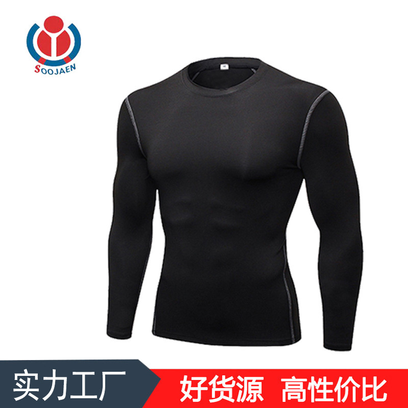 Autumn New Training Tights Men's Quick-drying Sports Long-sleeved Sweat Sports Running Basketball Fitness Clothes Men's 1019