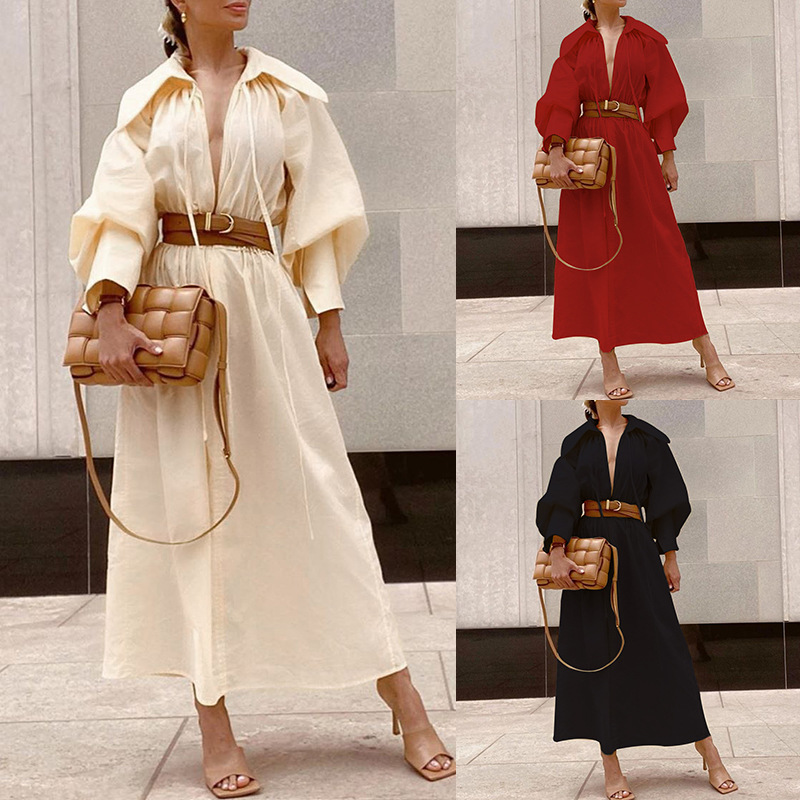 FD092 spot explosions 2020 spring new ladies long sleeve loose long bohemian dress