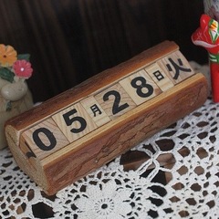 Wooden calendar desk decor, vintage manual small ornament, Zakka photo props