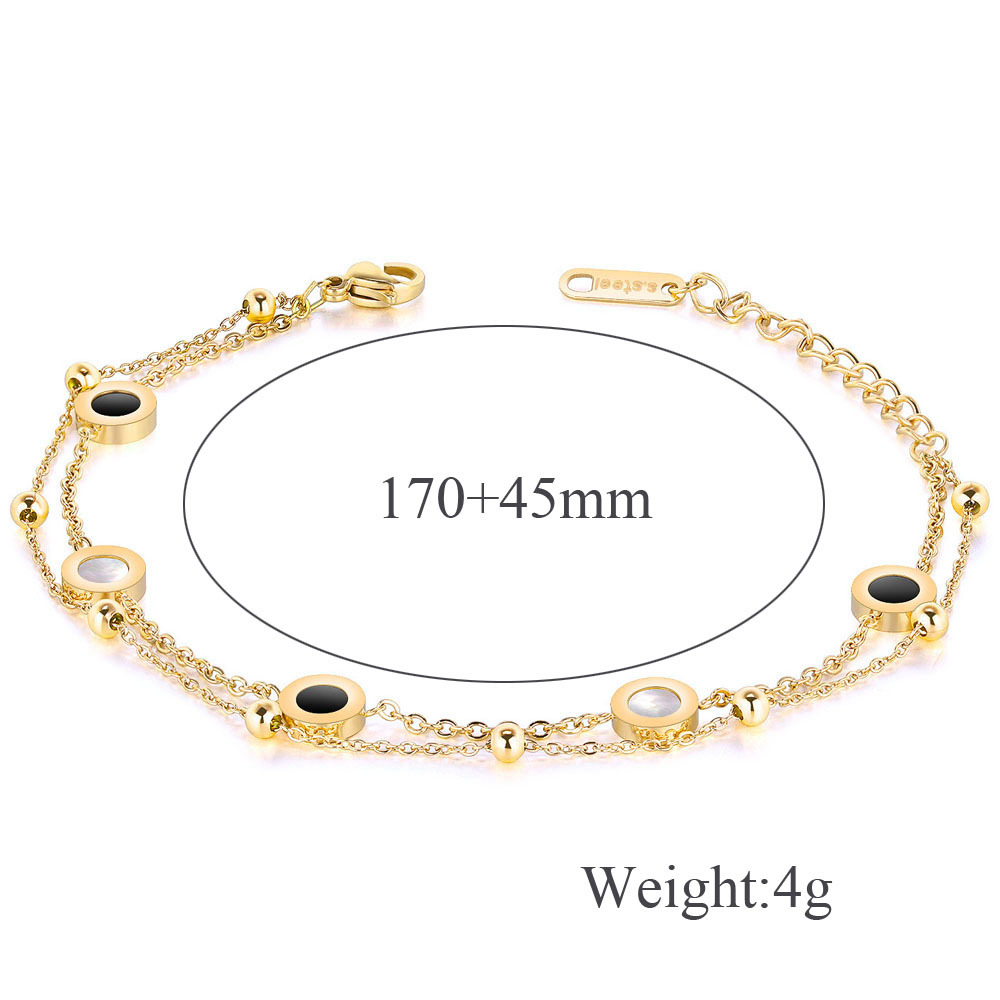 Personalised Round Shell Inlaid Stainless Steel Double Layer Bangle_voghion.com