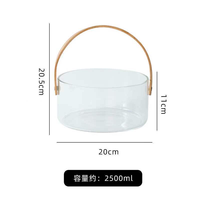 Cesta de vidrio portátil de lujo ligero plato de fruta avanzada ensalada plato de fruta seca hogar simple sala de estar moderna Cubo de vino de fruta roja neta