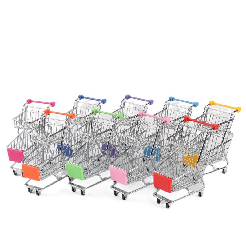 Suministro directo de fábrica mini carrito de compras creativo comercio exterior exportación al por mayor carro de hierro de doble capa Tiancheng hardware