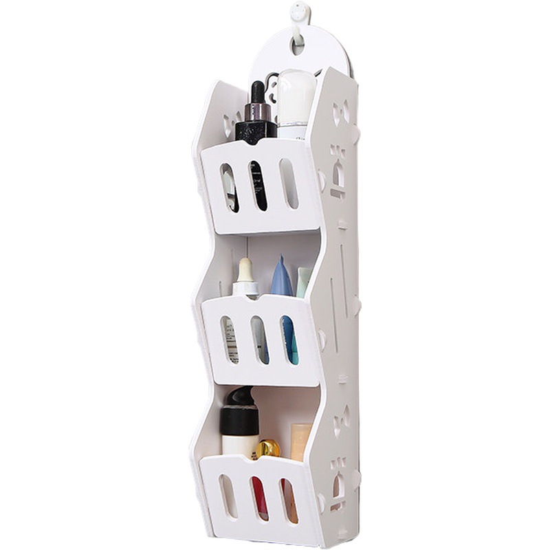 Estante de almacenamiento de baño sin perforar tipo gancho inodoro esquina estante de almacenamiento artículos de tocador cosméticos estante de almacenamiento