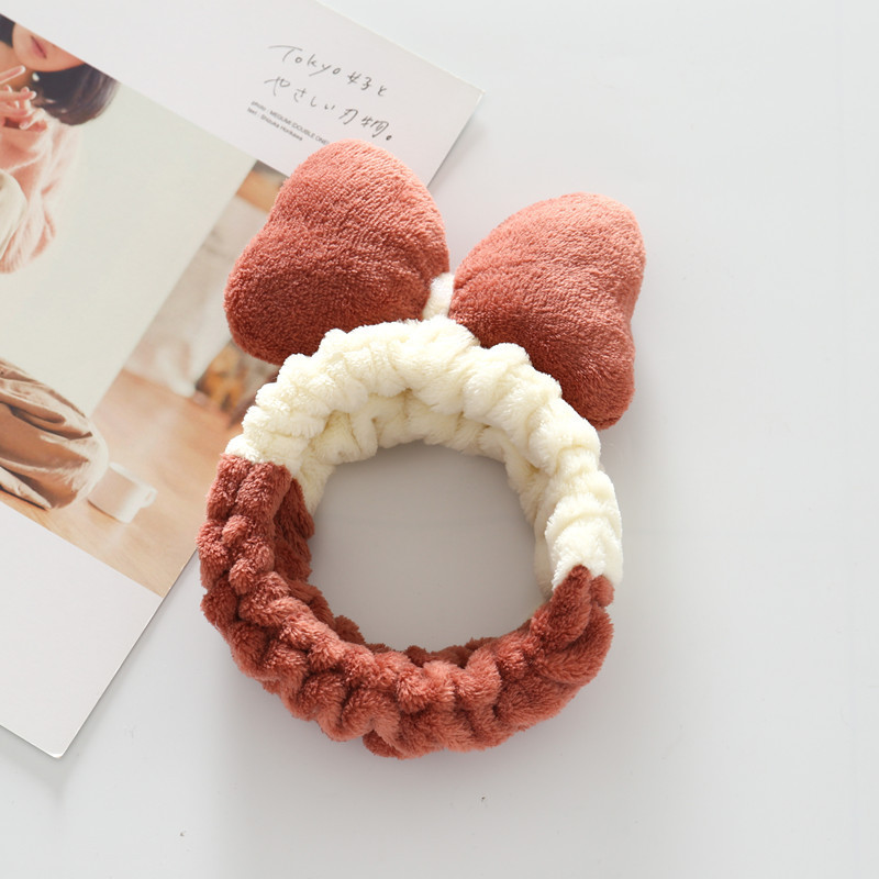 Korean Style Fashionable Small Fresh Bread Big Bow Hair Band Women's Color Matching Elastic Hair Ring Wash Face Apply Mask Hair Band