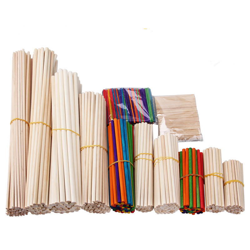 Various models color round wooden stick primary color round wooden stick diy handmade toy making material counting stick