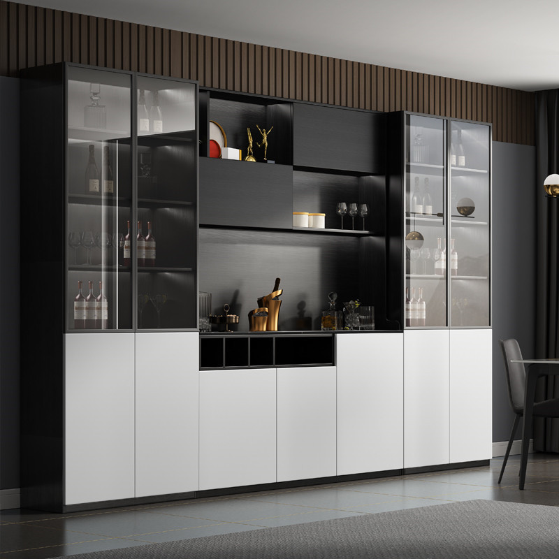 Scandinavian Restaurant Glass Wine Cabinet Modern Simple Home Cabinet Sideboard Storage Cabinet Living Room Integrated Wall Tea Cabinet