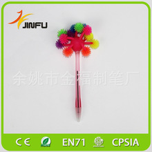 厂家供应敲击发光笔雪花球圆珠笔灯笔个性文具创意礼品毛毛